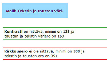 Värin kirkkauden ja kontrastin tiedot 